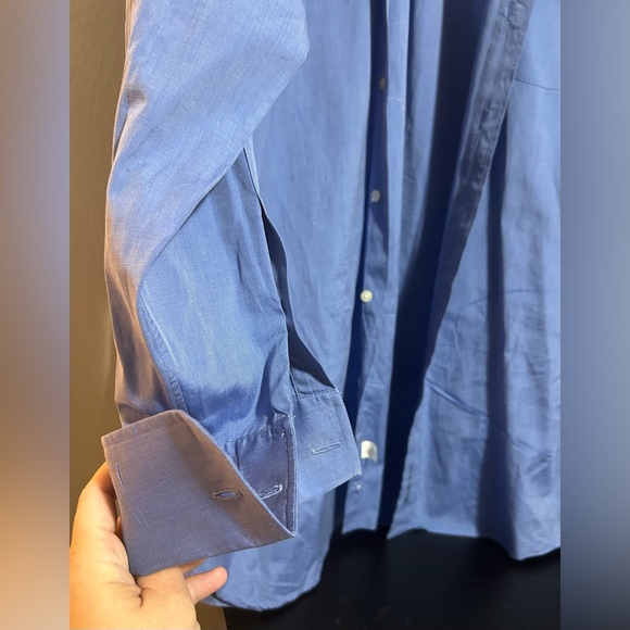 Jos A Bank Blue long sleeve w/white collar -cuff links required- size 16-34 - Picture 9 of 15